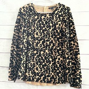 Cable & Gauge Leopard Sweater with Zip Up Back